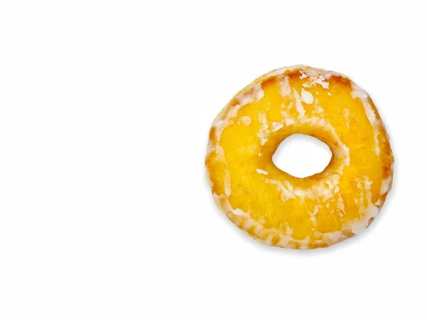 Donut Com Esmalte Chocolate Isolado Fundo Branco — Fotografia de Stock