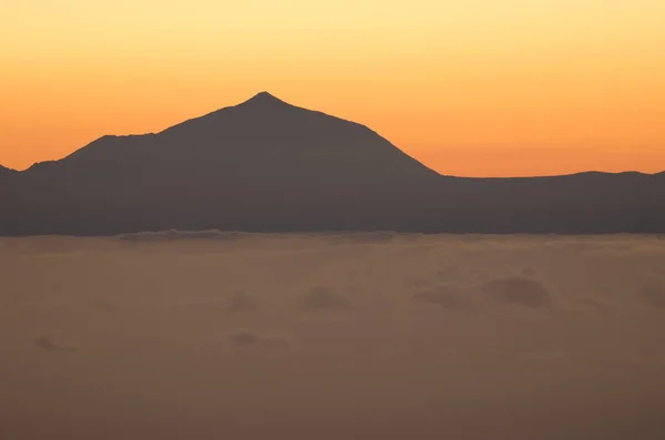 Ostrov Tenerife Teide Vrcholí Při Západu Slunce Gran Canaria Kanárské — Stock fotografie