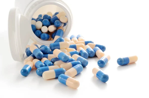Pilulky Tobolky Bílém Pozadí — Stock fotografie