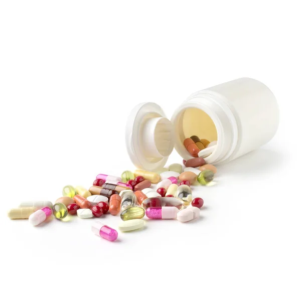 Pillen Capsules Witte Achtergrond — Stockfoto