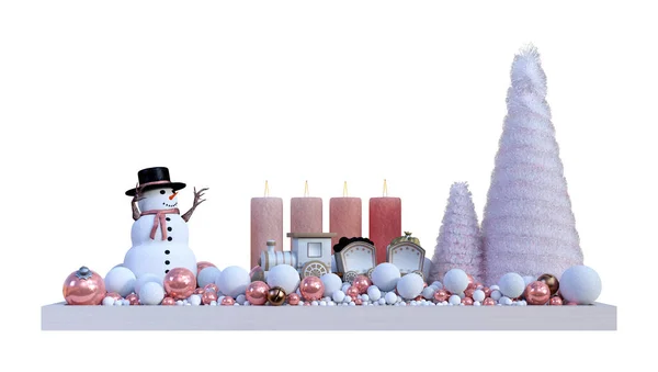 Décoration Noël Avec Bonhomme Neige Neige — Photo