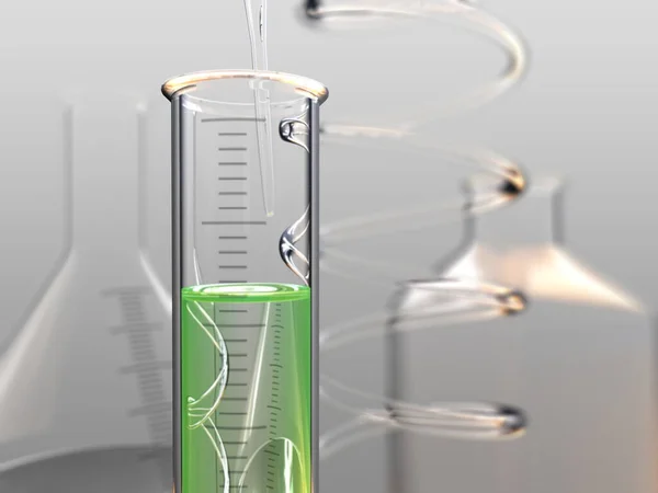 化学実験室のガラス製品 3Dイラスト — ストック写真