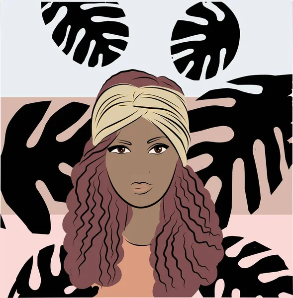 머리에 스카프를 배경으로 아프리카 미국인 여자의 — 스톡 사진