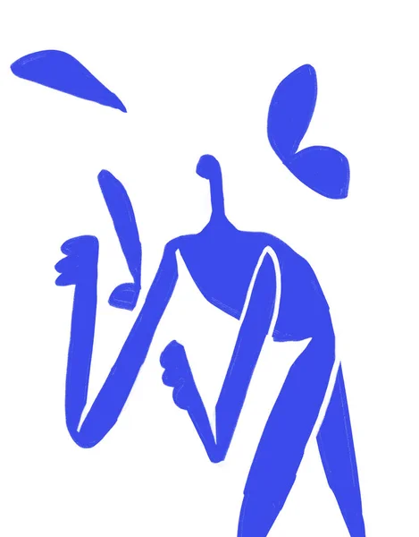 Forma Figura Cuerpo Azul Forma Moderna Abstracta Para Imprimir Cartel —  Fotos de Stock