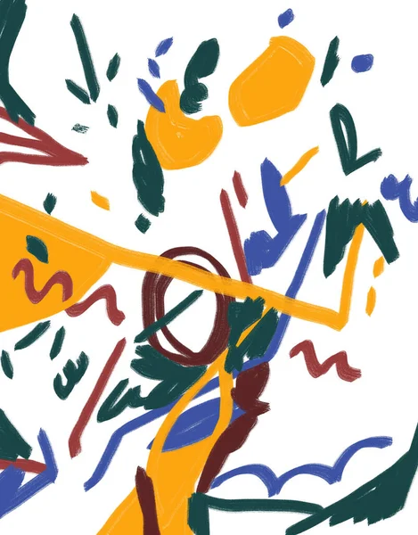 Αφηρημένο Χρώμα Τελείες Και Γραμμές Πολύχρωμη Απεικόνιση Gouache Και Παστέλ — Φωτογραφία Αρχείου