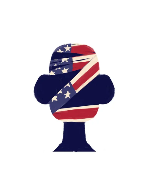 Usa Flag Head Silhouette Illustration United Stats America Citizen Compatriot — Stock Photo, Image