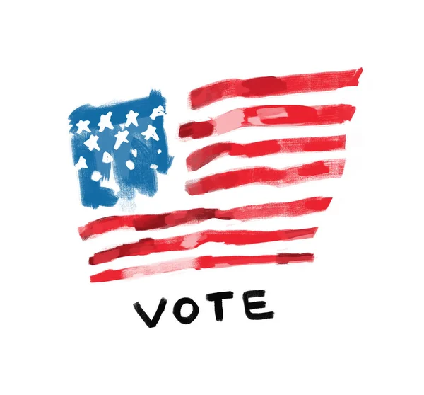 Bandeira Americana Pintura Áspera Com Menção Voto Desenho Mão Rabiscos — Fotografia de Stock
