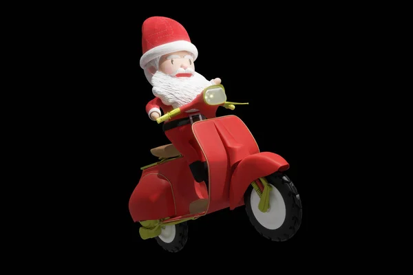 Rendu Père Noël Chevauchant Scooter Sur Fond Noir Concept Holiday — Photo