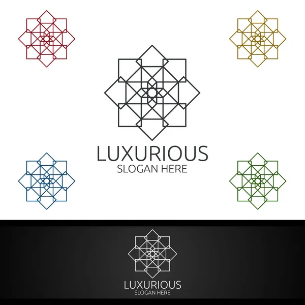 Nowoczesne Luksusowe Logo Królewskie Biżuterię Ślub Hotel Lub Projekt Mody — Zdjęcie stockowe