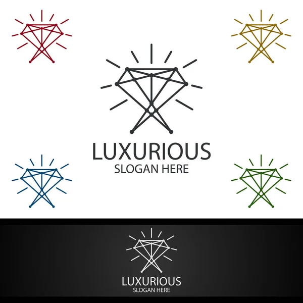 Diamond Luxurious Royal Logó Ékszerek Esküvő Szálloda Vagy Divattervezés — Stock Fotó