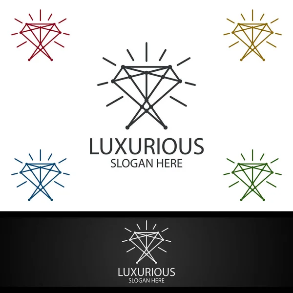 Diamond Luxurious Royal Logo Jewelry Wedding Hotel Fashion Design — Stock Photo, Image