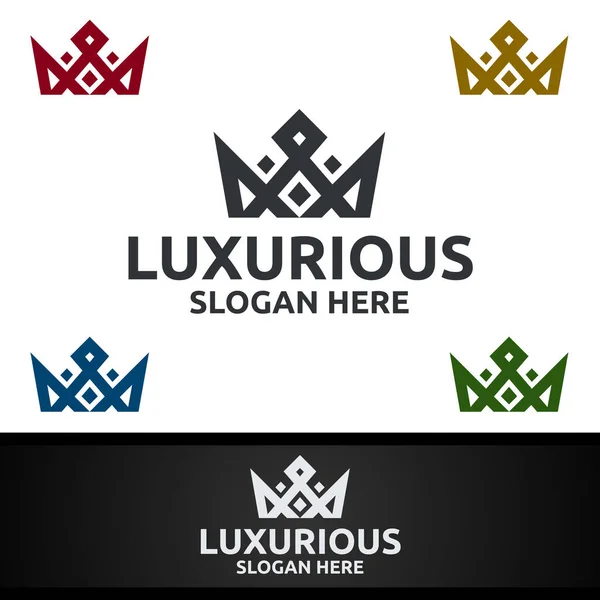 Crown Luxurious Royal Logo Jewelry Wedding Hotel Fashion Design — Stock fotografie