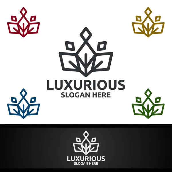 Crown Luxus Royal Logó Ékszerek Esküvő Szálloda Vagy Divattervezés — Stock Fotó