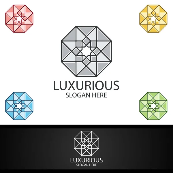 Modern Luxurious Royal Logo Jewelry Wedding Hotel Fashion Design — Stock Photo, Image