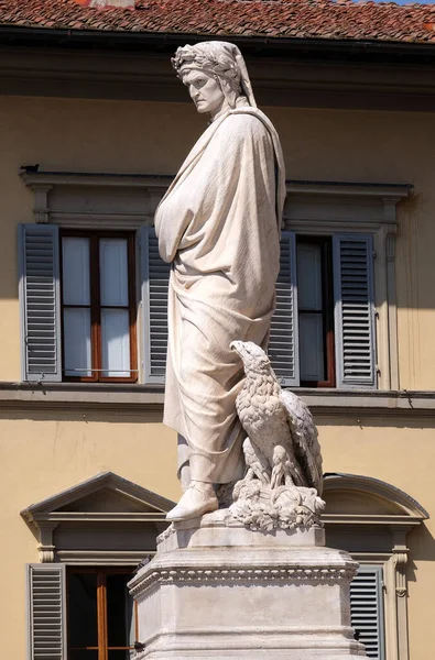 Statue Dante Alighieri Sur Place Santa Croce Florence Italie — Photo