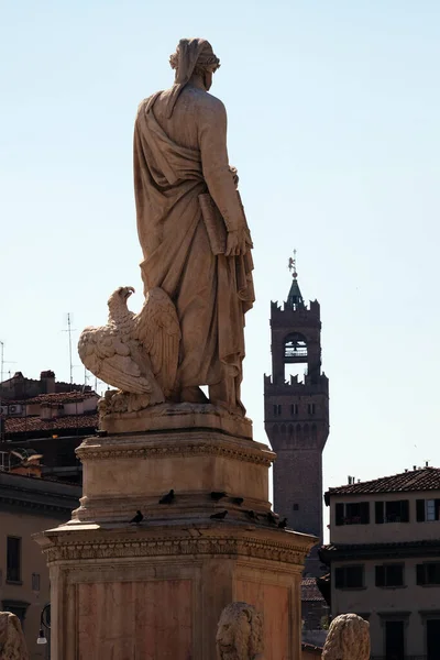 Dante Alighieri Heykel Santa Croce Meydanı Floransa Talya — Stok fotoğraf