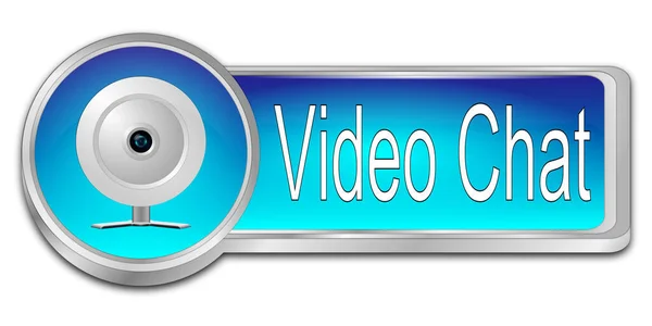 Μπλε Κουμπί Συνομιλίας Βίντεο Τρισδιάστατη Απεικόνιση — Φωτογραφία Αρχείου