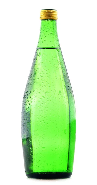 Bottiglia Vetro Acqua Minerale Isolata Sfondo Bianco — Foto Stock