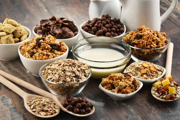 Composizione Con Diversi Tipi Prodotti Base Cereali Colazione — Foto Stock