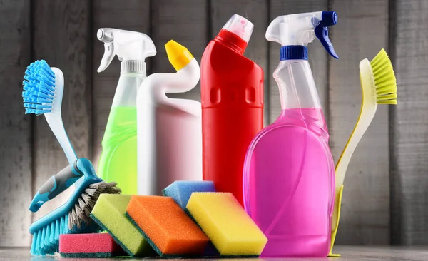 Variedad Botellas Detergente Productos Limpieza Química —  Fotos de Stock