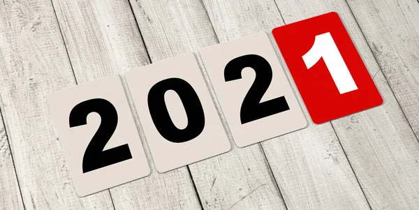 Año Nuevo 2019 Concepto Texto Sobre Fondo Madera — Foto de Stock