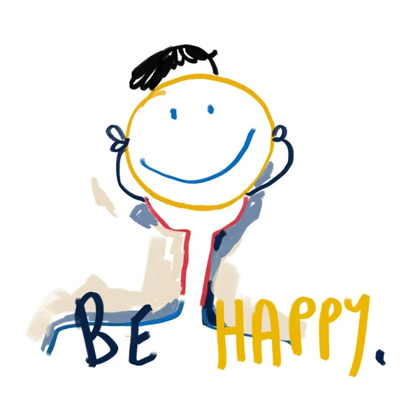 Будьте Счастливы Живопись Современная Абстрактная Саркастическая Карикатура Детская Иллюстрация Ручная — стоковое фото