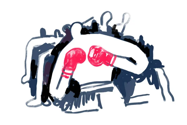 Boxer Illustration Fighter Concept Painting Rough Modern Graffiti Illustration Paint — Stock Photo, Image