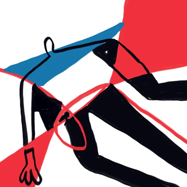 图形和颜色形状 抽象画 Basquiat和Mondrian Vibe Art Print Poster — 图库照片
