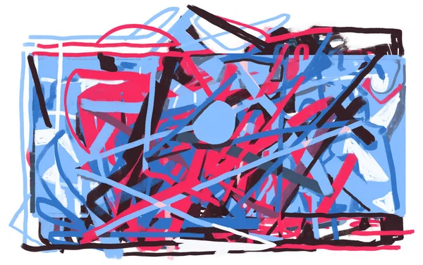 Pintura Abstracta Graffiti Ilustración Abstracta Moderna Pintura Con Rojo Azul — Foto de Stock
