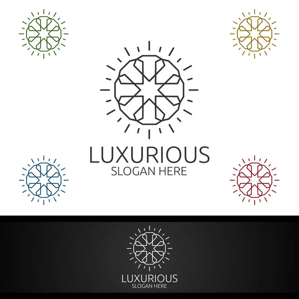 Diamond Luxe Royal Logo Voor Sieraden Bruiloft Hotel Fashion Design — Stockfoto