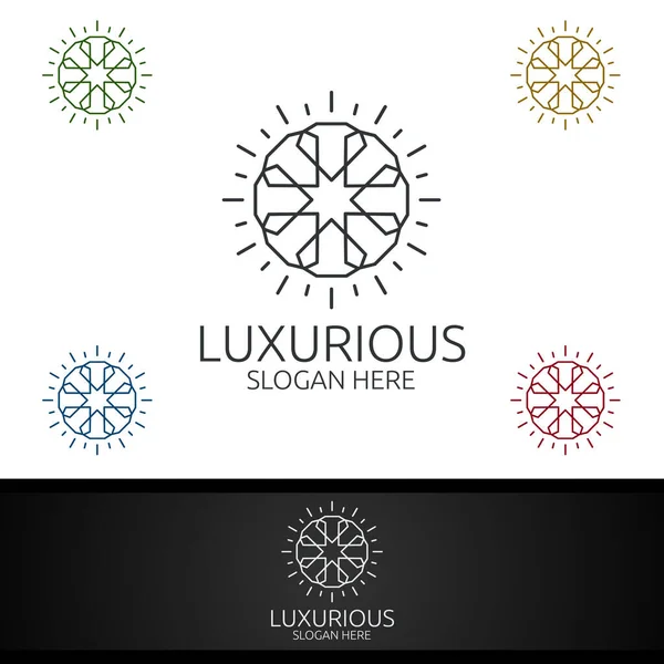 Logotipo Real Luxo Diamante Para Jóias Casamento Hotel Design Moda — Fotografia de Stock