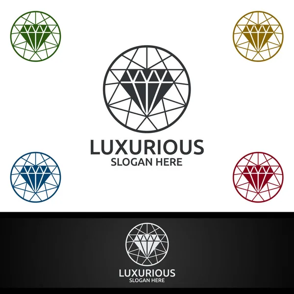 Diamond Luxurious Royal Logo Για Κοσμήματα Γάμος Ξενοδοχείο Σχέδιο Μόδας — Φωτογραφία Αρχείου