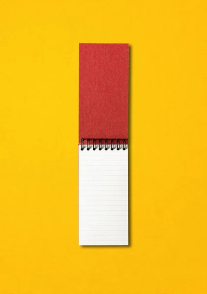 Mockup Espiral Branco Aberto Notebook Isolado Amarelo — Fotografia de Stock