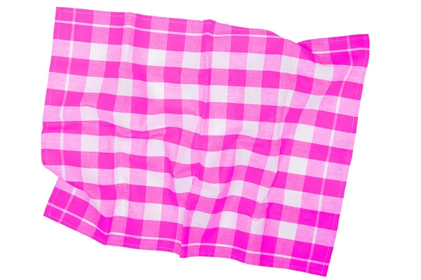 Ręczniki Odizolowane Zbliżenie Różowej Białej Serwetki Kratkę Lub Tekstury Obrusów — Zdjęcie stockowe