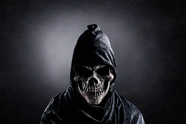 Crâne Effrayant Avec Fond Noir — Photo