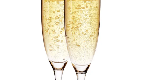 Bicchieri Champagne Con Una Spruzzata Spumante — Foto Stock