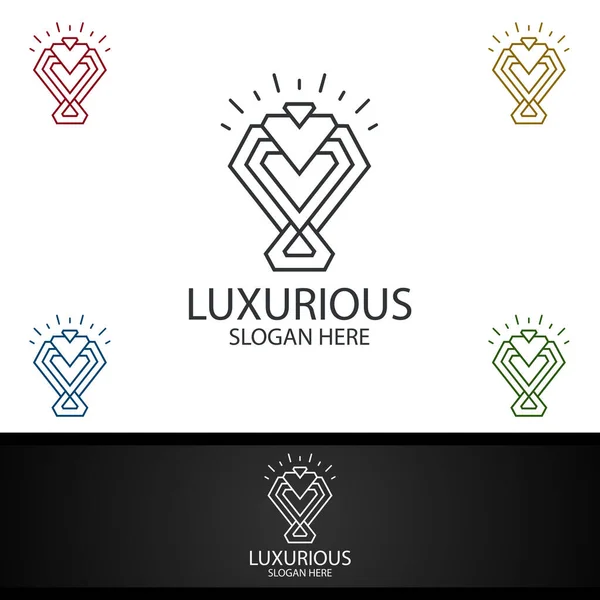 Diamond Lyxig Kunglig Logotyp För Smycken Bröllop Hotell Eller Modedesign — Stockfoto