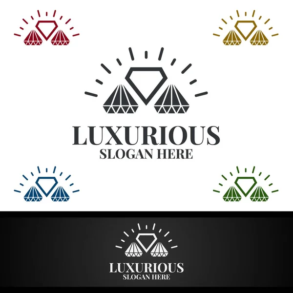Diamond Luxurious Royal Logo Jewelry Wedding Hotel Fashion Design — Stock Photo, Image