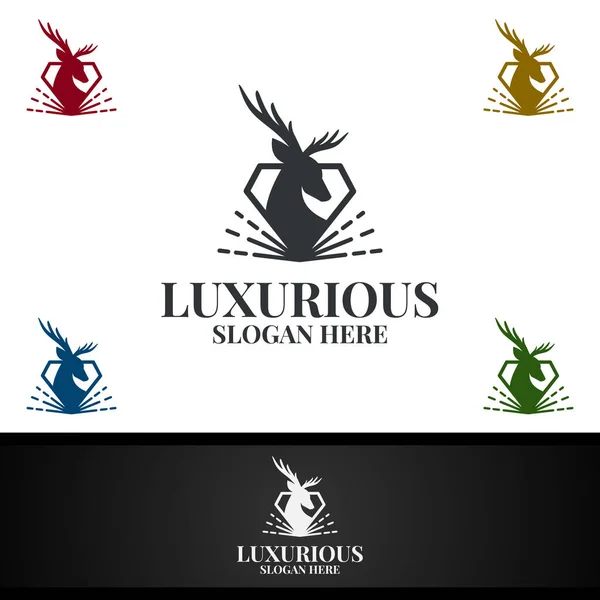 Deer Diamond Luxuriöses Royal Logo Für Schmuck Hochzeit Hotel Oder — Stockfoto