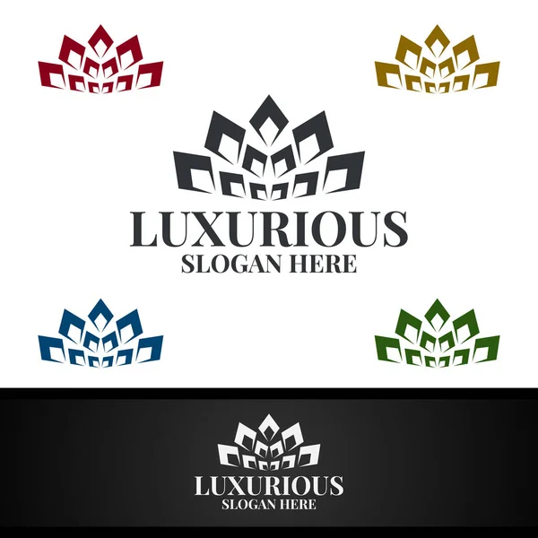 Logotipo Real Lujo Diamantes Para Joyería Boda Hotel Diseño Moda — Foto de Stock