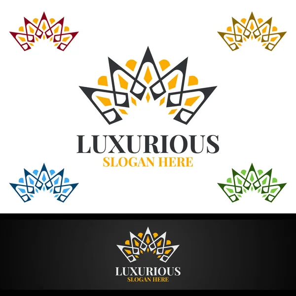 Crown Lyxig Kunglig Logotyp För Smycken Bröllop Hotell Eller Modedesign — Stockfoto