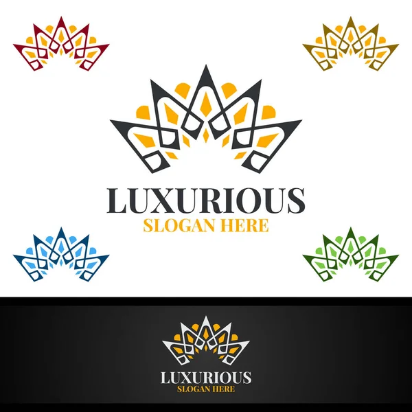 Crown Luxurious Royal Logo Jewelry Wedding Hotel Fashion Design — 스톡 사진