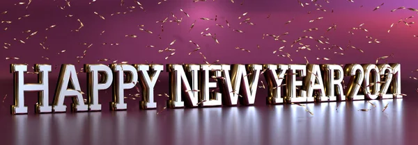 Brillante Número Acero 2021 Feliz Año Nuevo Con Reflexiones Sobre — Foto de Stock