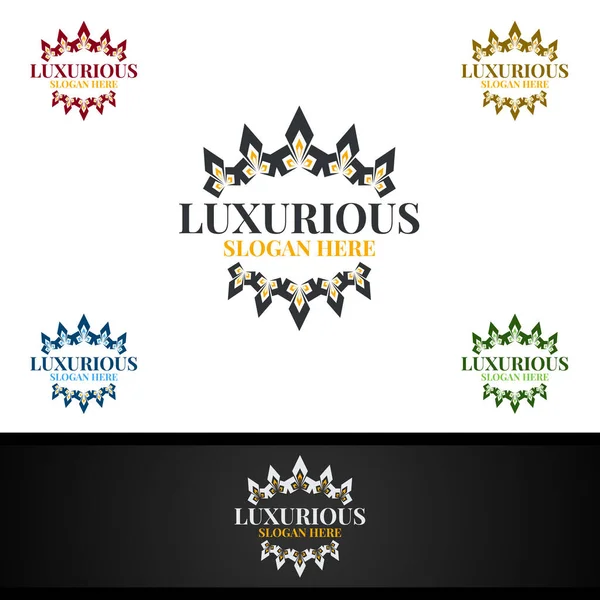 Crown Luxurious Royal Logo Jewelry Wedding Hotel Fashion Design — Stock fotografie