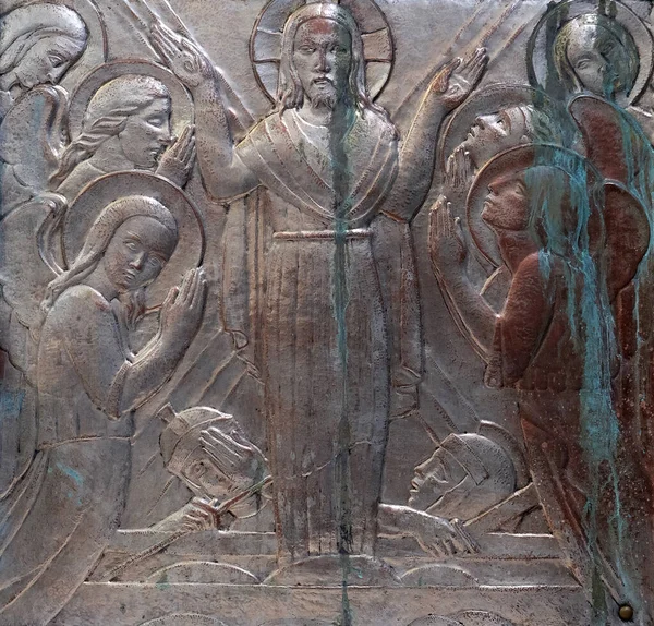 Воскресіння Ісуса Жертовник Святого Серця Ісуса Церкві Святого Блайза Загребі — стокове фото