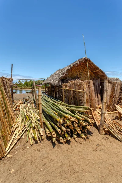 stock image sale of firewood on street marketplace in Maroantsetra city, Madagascar. Madagascar has lost more than 90% of its original forest