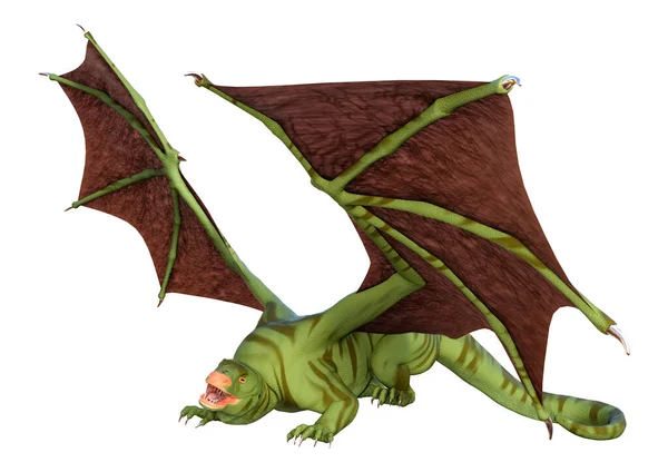 Darstellung Eines Fantasie Drachen Isoliert Auf Weißem Hintergrund — Stockfoto