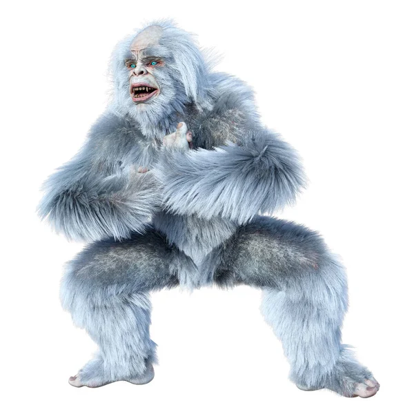 Rendering Fantasy Creature Yeti Isolated White Background — Stock Photo, Image