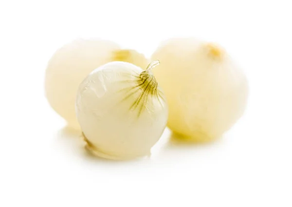 Pickled Mini Baby Onions Isolated White Background — Stock Photo, Image