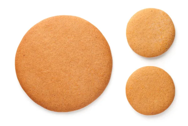 Biscoitos Gengibre Natal Forma Círculos Vários Tamanhos Isolados Sobre Fundo — Fotografia de Stock